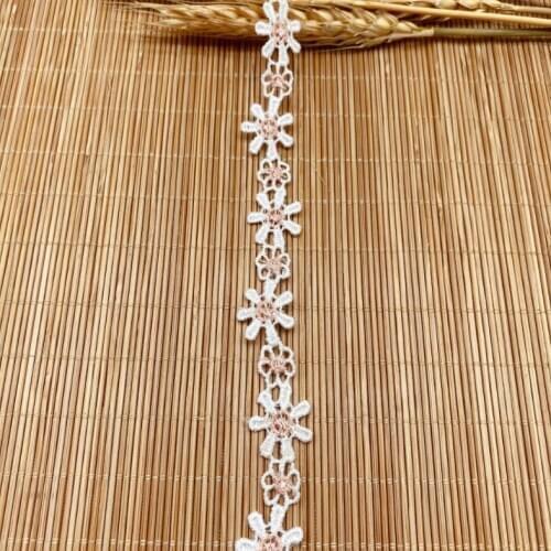 2 Meters Polyester Flower Embroidered Pink Lace Ribbon Applique Handmade DIY Sewing Craft Water Soluble Lace Trim