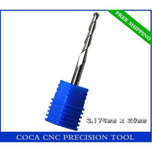 3.175mm*20mm,freeshipping,5pcs,CNC machine tool,Solid carbide milling cutter,Class-A 2 flutes ball nose end mill,Acrylic,PVC,MDF