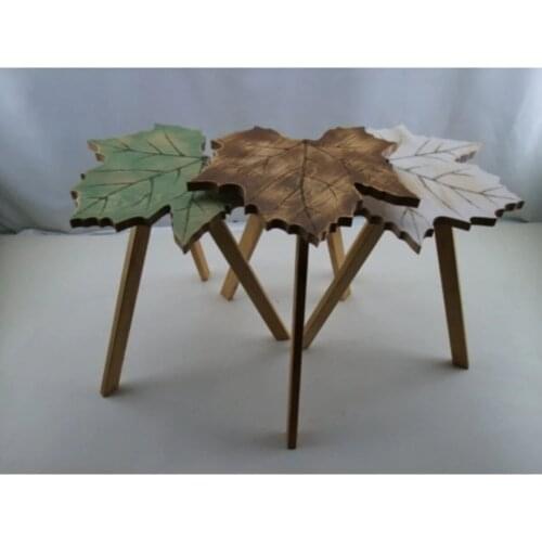 3 pcs different color Leaf shape Natural Wood Tumbled Style Zigon Coffee Table Set living room stand medium coffee table coffee table coffee table side