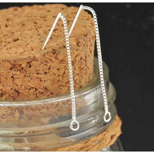 Handmade 40Pcs 925 Sterling Silver Jewellery Findings Box Line Venice Chain Thread Ear Stud DIY Arrow Sparkling Earrings