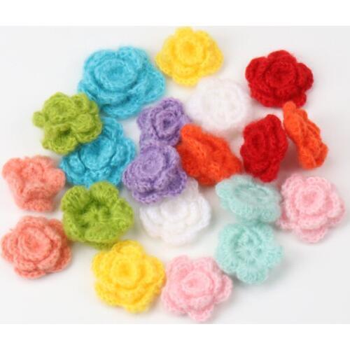 5pcs Fashion Mix Flower Patches Woven Wool On Patch Embroidered Applique Patch Clothes Stickers DIY Apparel Accessories 45mm
