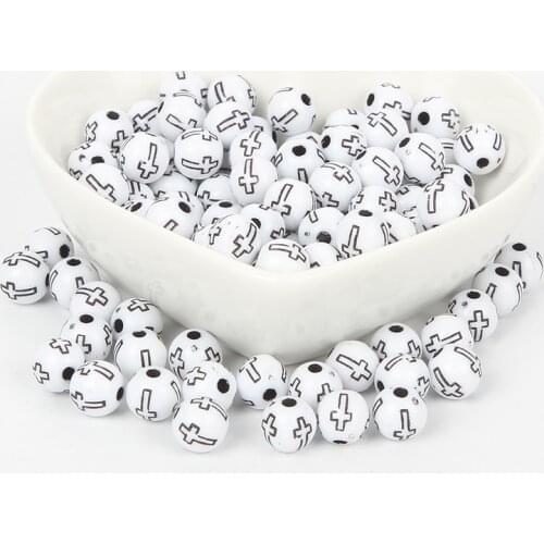 50Pcs Mixed White Black Cross Acrylic Beads For Jewellery Marking Loose Spacer Beads Bracelet Necklace Charm Jewelry Finding