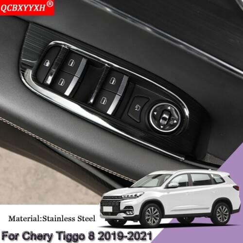 Car Styling Car Interior Door Window Lift Switch Panel Cover Trim Sequins Stickers Auto Accessories For Chery Tiggo 8 2019-2021