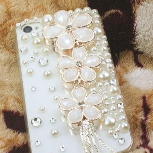 Handmade Luxury Designer Bling Colorful Special Crystal Pearl Flower Cheery Case For iPhone 12 11 Pro Max X XR XS 6S 7 8 Plus