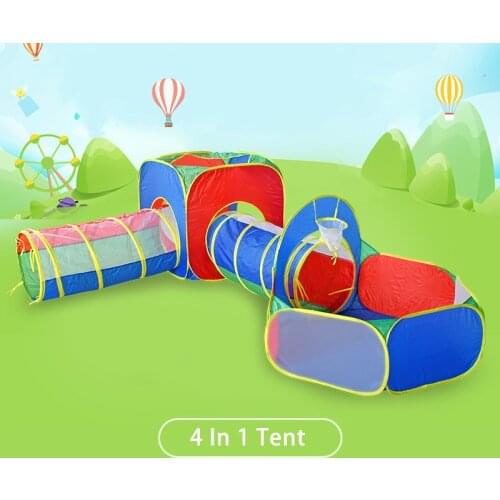 4 In 1 Kids Ball Pit Tents and Tunnels Toddler Play Tent with Play Crawl Tunnel Toy 3 In 1 Childrens tent For Kids House