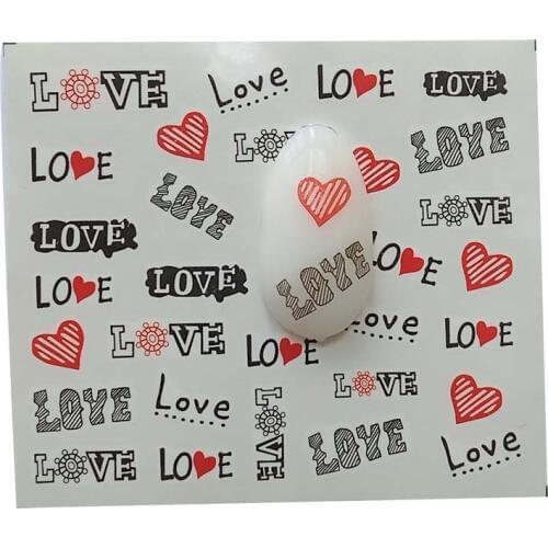 Nail Stickers Water Decal Red Love Pattern 3D Manicure Sticker Nail Art Decoration E17