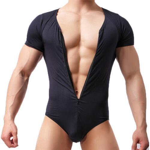 Fitness Mens Bodysuits Zipper Jockstrap Body Shaper Bodybuilding Jumpsuit Rompers Corset For Male Modal Party Slimming Underwear