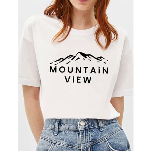 BLINGPAW Graphic T Shirts Moutain View Letter Print T-shirt Pure Cotton Unisex Tees Summer Tee Shirts 19 Colors