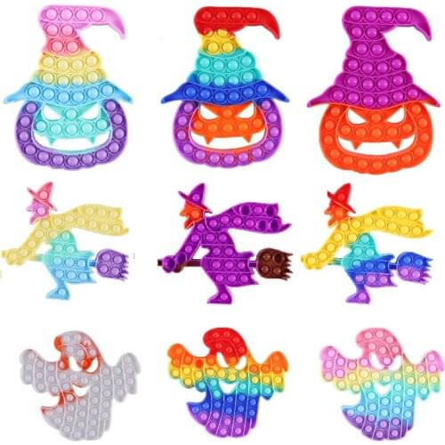 Helloween Pumpkin Witch Silicone Push Bubble Sensory Toy Autism Needs Squishy Stress Reliever Toys Adult Child Funny Anti-stress