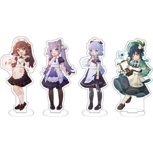 Game Genshin Impact Kawaii Hutao Keqing Qiqi Acrylic Stand Model Plate Desk Decor Standing Genshin Anime Figure Collection Gift