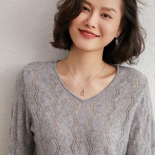 2020 New Fashion V-neck 100% Cashmere Sweater Bottoming Slim Sweater Women Sexy Sweater And Pullovers Long Sleeve Loose Tops