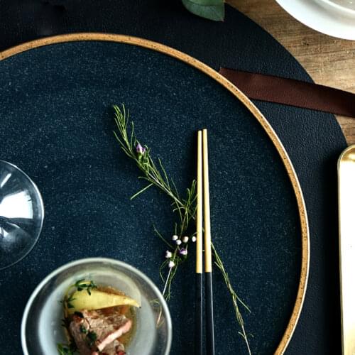 RELMHSYU European Style Ceramic Round Steak Plate Small Dish Rice Bowl Restaurant Tableware Set