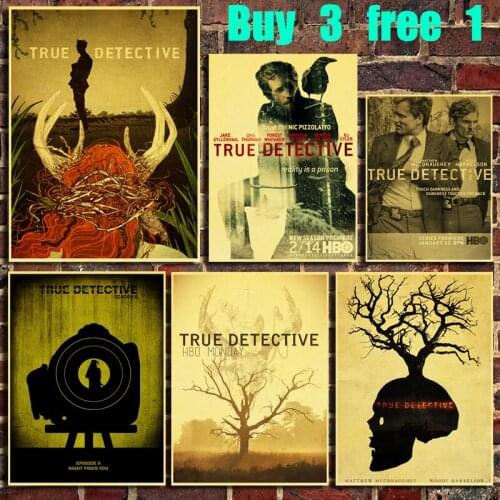 Classic Movie True Detective Antique Kraft Paper Poster Bar Office Home Art Wall Painting