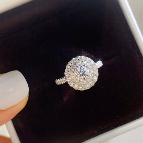 18k White Gold 0.31carat H color VVVS1 Round Cut Natural Diamond Engagement Ring side Stone 0.536ctw Real Diamond Fine Ring