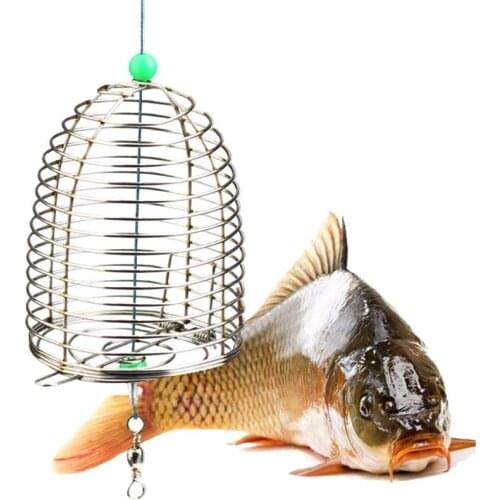 1Pcs Fish Small Steel Bait Cage Basket Feeder HolderFishing Lure Cage Fishing Accessories steel fishing gear
