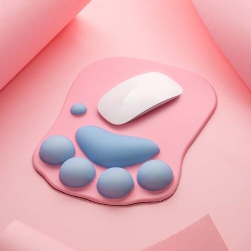 Cute 3D Cat Claw Mouse Pad Soft Silicone Silk Kawaii Mouse Mat Memory Foam Mousepad Wrist Rests Cushions for Laptop Computer PC