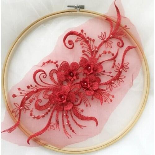 10pcs / lot 3D sequins beading embroidered lace patches for clothing Accessories lace applique dress DIY dress decoration