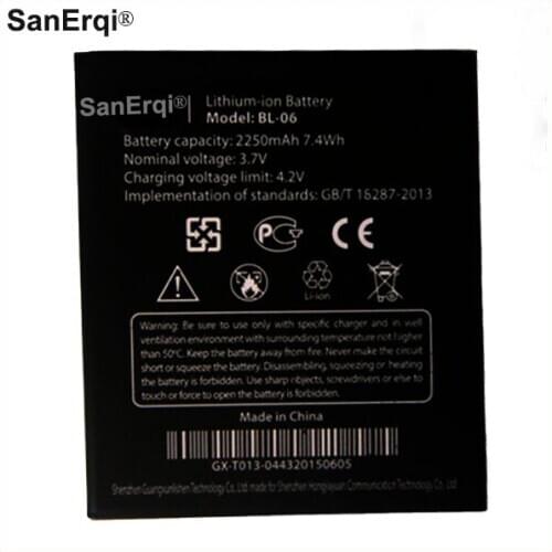 SanErqi BL-06 BL06 BL 06 Mobile Phone Li-ion Battery For THL T6 T6S Pro T6C High Capacity 2250mAh Replacement Batteries