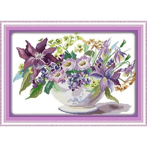 Flowers Vase counted printed on the canvas 11CT 14CT DIY kit Chinese Cross Stitch embroidery needlework Set home decor