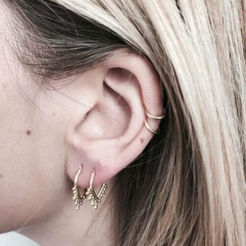 Simple Trendy Gold Color Geometric Popular circle cute Earrings For Women Lady Fashion Large Hollow drop Earrings set Jewelry