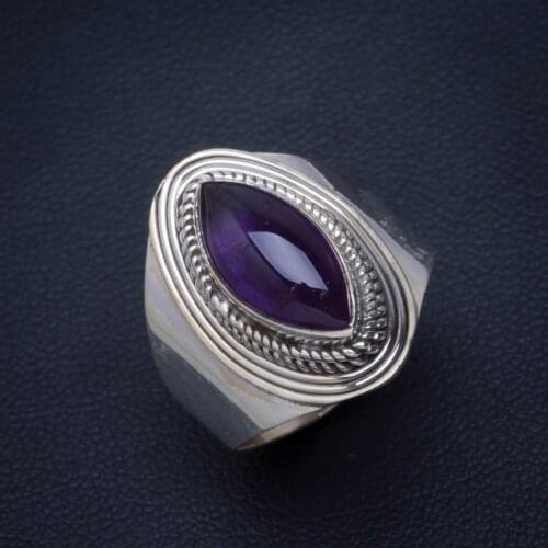 Natural Amethyst Handmade Unique 925 Sterling Silver Ring 7.75 B1116