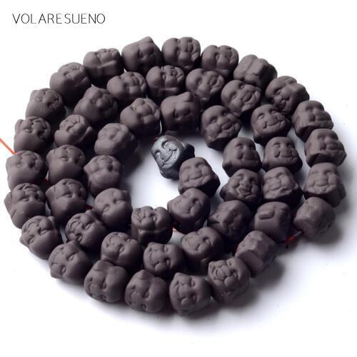 Natural Dark Brown Hematite Stone 8mm Rubber Matte Buddha Head Beads Spacer Loose Beads For Jewelry Making Diy Bracelet 15inches