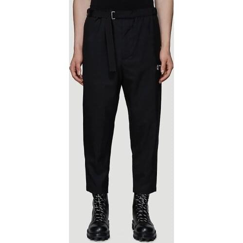 New Mens Clothing Fashion Simple casual pants zipper decorative buckle with adjustable drape slim pants