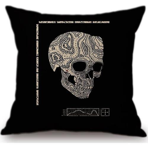 New Design Black Skull Printed Cushion Cover Throw Pillow Case Punk Style Office Sofa Chair Seat Home Decoration Cushion Cover