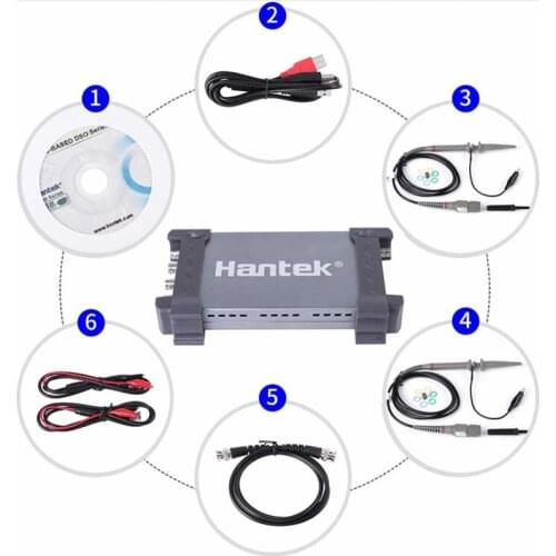 Hantek 6074BD USB Oscilloscopes 4 Channels 70Mhz Osiclloscope Digital PC Handheld Osciloscopio + 25Mhz Signal Generator