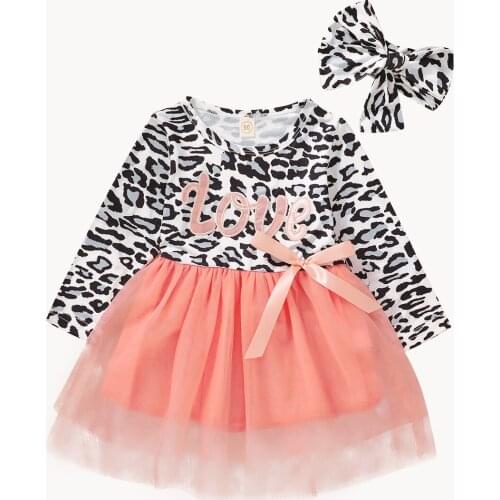 1-6T Toddler Kid Baby Girl Clothes Long Sleeve Leopard Tutu Dress Elegant Cute Sweet Party Club princess Dress Outfit
