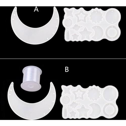 Moon Wind Chimes Epoxy Resin Mold with Rope Hanging Ornaments Casting Silicone Mould DIY Crafts Jewelry Decoration Casting Tool