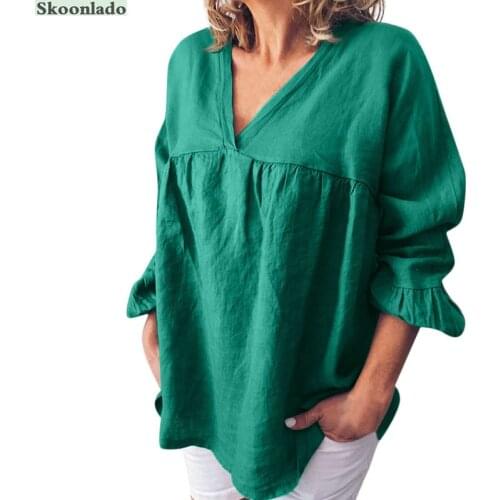 Plus size cotton linen blouse women linen tops casual loose lady clothes original office working linen blouse oversize 5XL good