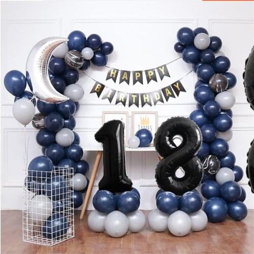 Black Ink Blue Theme Birthday Party Decors 18/21/25/30/40/50/70th Birthday Party Supplies Silver Gold Metallic Confetti Balls