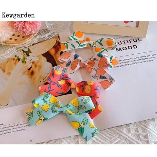 Kewgarden Fruit Pattern Bow Hair Clip Kids Girls Hairbow Clips Cute Barrette Ribbon Hair Accessories 2pcs
