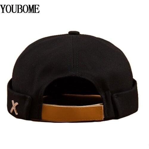 Sailor Brimless Caps Men Solid Cotton Docker Skull Beanies Hats For Women Miki Rolled Cuff Street Retro Brimless Male Hat Cap