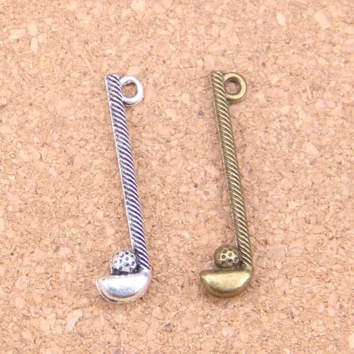 96pcs Charms golf club ball 32x8mm Antique Pendants,Vintage Tibetan Silver Jewelry,DIY for bracelet necklace