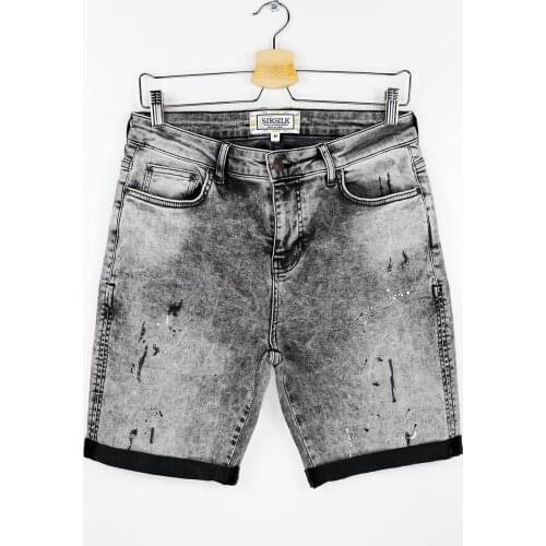 SikSilk Distressed Washed Gray Slim Fit Denim Shorts