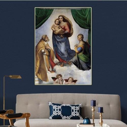 The Sistine Madonna by Raffaello Santi Canvas Oil Painting Aesthetics Picture Art Backdrop Wall Hanging Decor Home Decoration