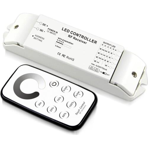 T1+R4-CC 4 channels 433mhz rf wireless LED dimmer ceiling light touch sensor screen led strip dimmer controller