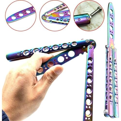 Practice Stainless Steel Balisong Trainer Butterfly Dull Blade Knife Practice Butterfly Knife Comb Throws Throwing Toy Not Sharp