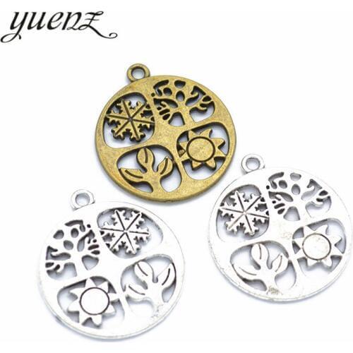 YuenZ 8 pcs Antique Four Seasons Charms Metal Charm Round Pendant Jewelry Making 28*25mm B147