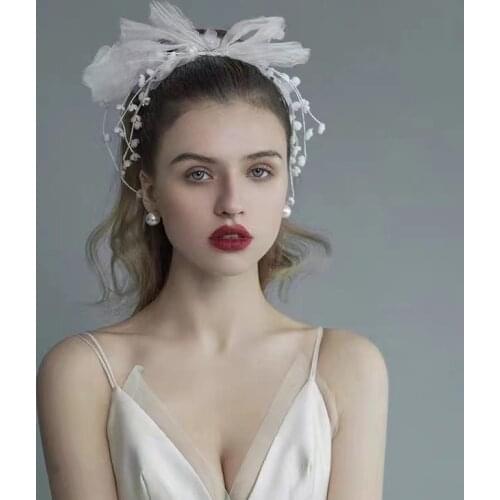 Handmade Beaded Floral Hair Clip Bridal Barette Big Bow-Knot Clip Tiaras Wedding Accessories Women Headpiece банты для волос