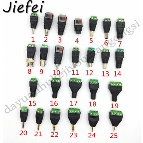 1Pcs 31 types Terminal 2 3 4 5 8 Pin CCTV Adapter to RJ11 RJ45 3.5mm 6.35mm RCA BNC 5521 5525 3513 USB male female Connector