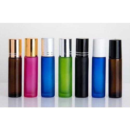 10ml frosted colorful glass bottle steel roll ball eye serum cream/perfume/essential oil,deodorant skin care cosmetic packing