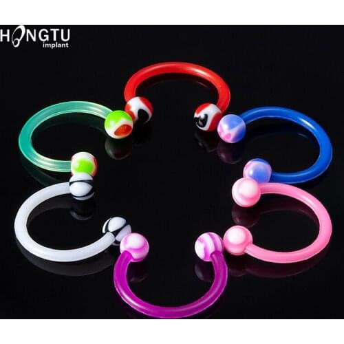 5pcs/Set Colorful Acrylic Ball Barbell Curved Eyebrow Rings Sexy Lip Nipple Eyebrow Rings Horseshoe Earrings Body Jewelry