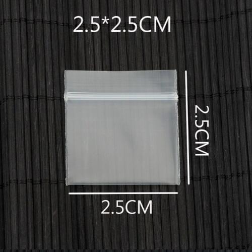 2.5cmx2.5cm /1inch x 1inch Wholesale 100Pcs Transparent Jewelry Pill Pearl Powder Hermetic Bag Zip Lock Plastic Packaging Bags
