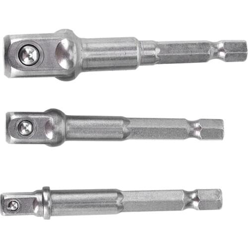 3Pcs/Set 1/4 inch 3/8 inch 1/2 inch Hex Power Drill Driver Socket Wrench Adapter Extension Bar Bit 65-72mm