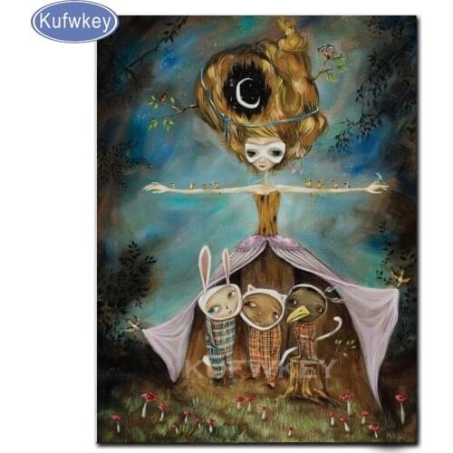 5D Diy Diamond mosaic "cartoon girl rabbit"3D Diamond Painting square Round resin Rhinestone Diamant Embroidery guardian angel