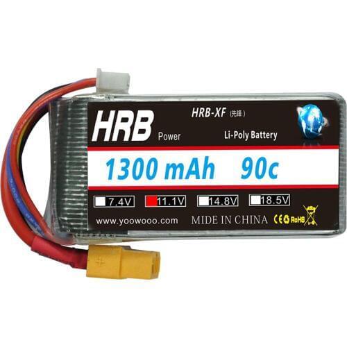 HRB FPV Racing 11.1V 1300mah 90C 180 3S RC LiPo Battery For RC Car Helicopter Airplane Drone