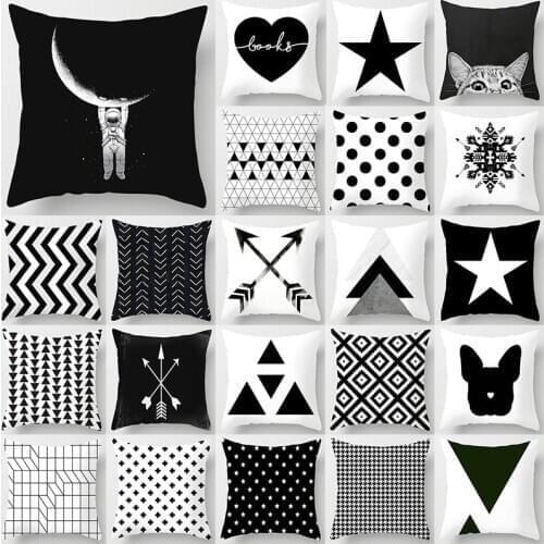 White And Black Geometry Cushion cover Polyester Geometric pillow cover decorative Pillows Home Decoration Throw Pillowcase